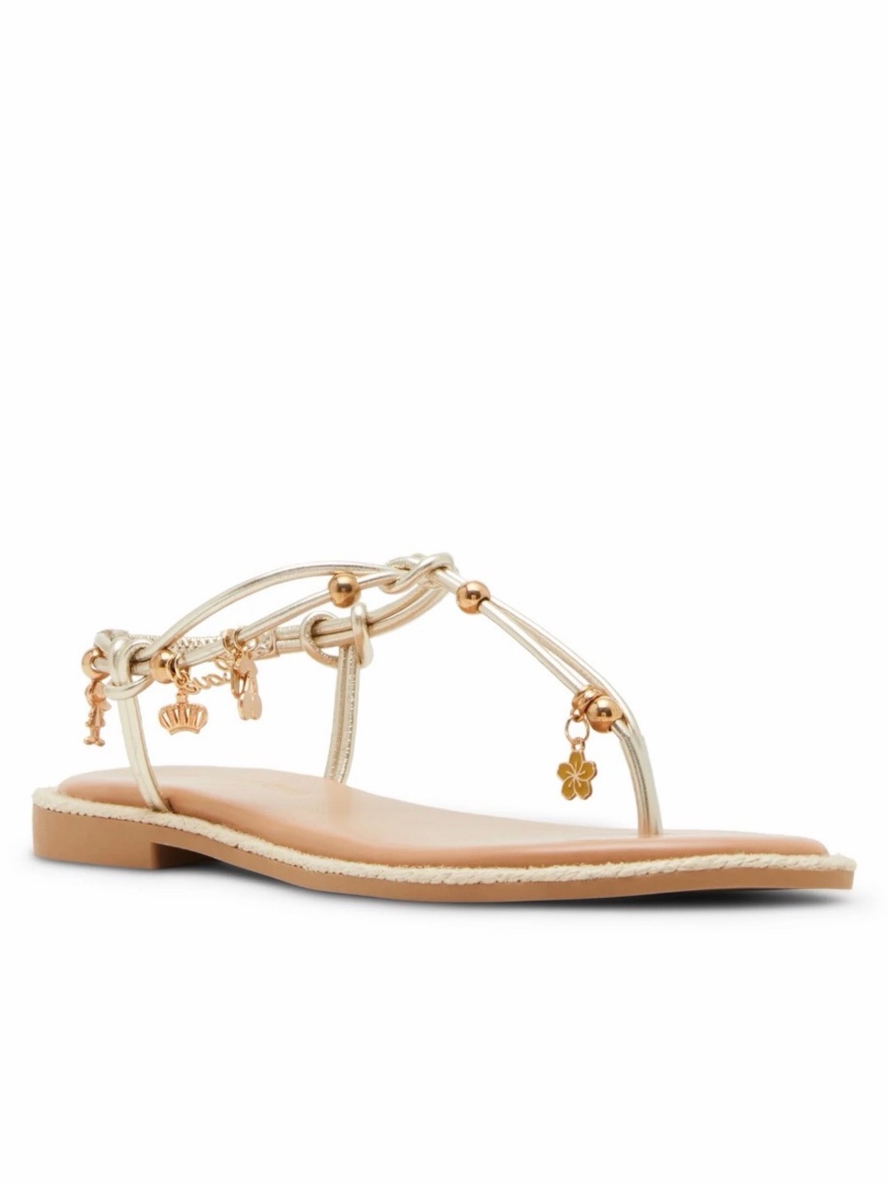 Madden Girl Metallic Gold Charm Thong Sandals for Women Size 8.5